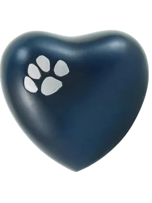 Classic Paw Blue Heart Shaped Pet Urn