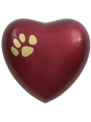 Odyssey Paw Crimson Heart Shaped Pet Urn