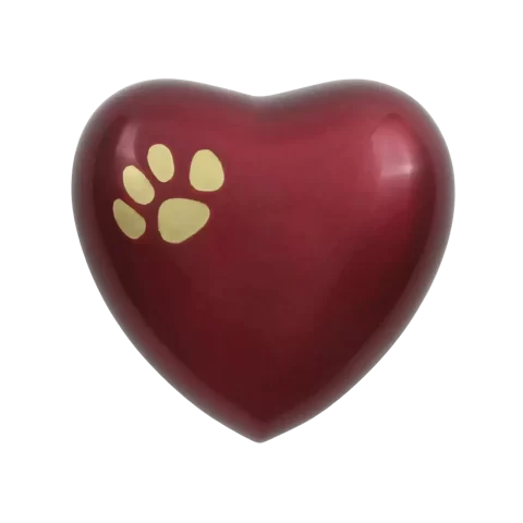 Odyssey Paw Crimson Heart Shaped Pet Urn