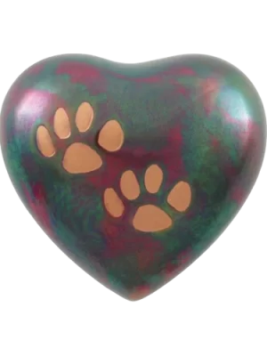 Odyssey Paw Raku Heart Shaped Pet Urn