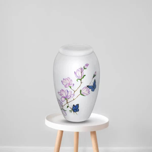 Hand Painted Urns - Butterfly Landing