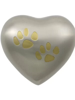 Odyssey Paw Pewter Heart Shaped Pet Urn