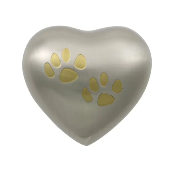 Odyssey Paw Pewter Heart Shaped Pet Urn