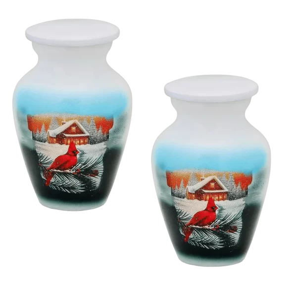 Pair of Keepsake Urns - Cardinal