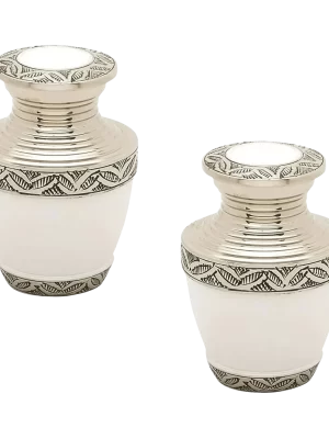 Pair of Keepsake Urns - White