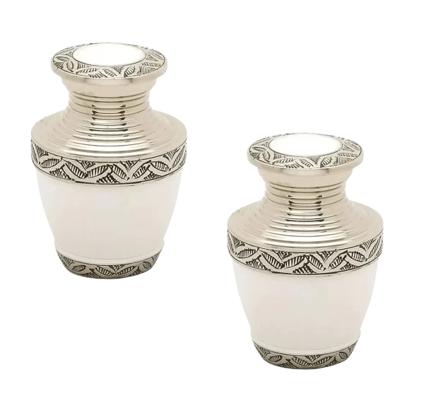 Pair of Keepsake Urns - White