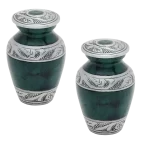 Pair of Keepsake Urns - Green