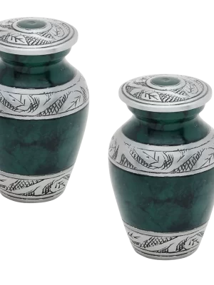 Pair of Keepsake Urns - Green