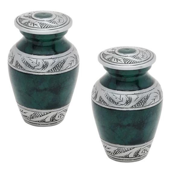 Pair of Keepsake Urns - Green