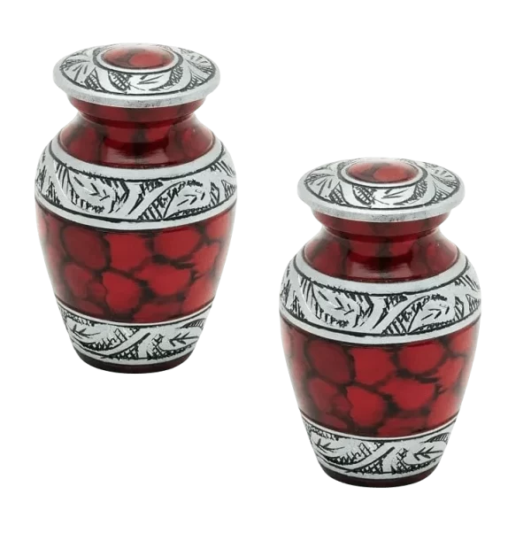 Pair of Keepsake Urns - Red